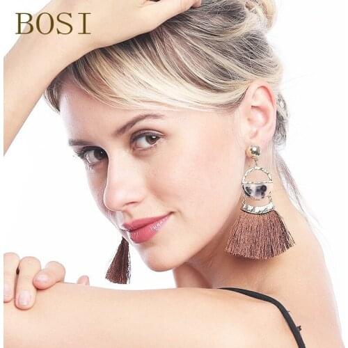 Tassel Earrings For Women Boho Acrylic Korean Drop Earings Bohemian Fashion Jewelry Dangle 2019 Accessories geometric Handmade