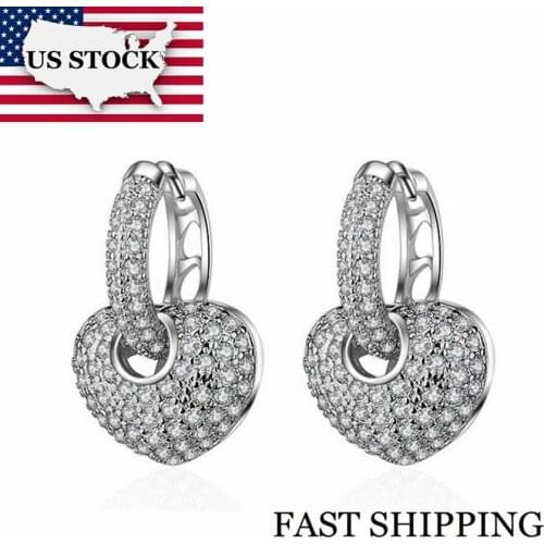 US STOCK Uloveido Earrings for Women Heart Earings with Stone Silver Color Brinco Detachable Earring Woman Orecchini 5%Off EH195
