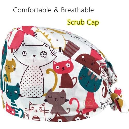 Unisex Scrubs Caps Adjustable Cotton Printing Lab Hats High Quality Sweat-absorbent Elastic Multicolor Scrubs Hats