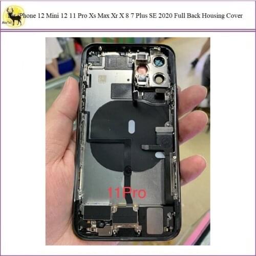 1Pc for iphone 11 pro housing full assembly Back Glass Battery Cover Middle Frame Chassis with Flex Cable for iPhone 11 Pro Max