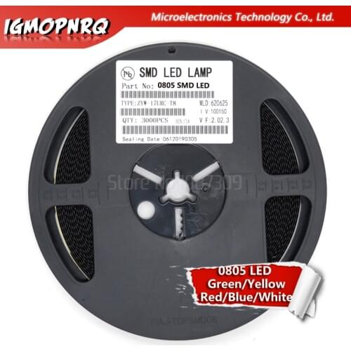 1reel 3000pcs green yellow red white blue 0805 SMD LED diodes light