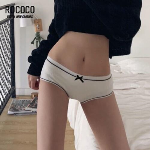 Sexy Solid color Panties Womens Underwear Skin-friendly M-2XL Soft Cute Underpants Bow Panty Lingerie Fashion Women Briefs