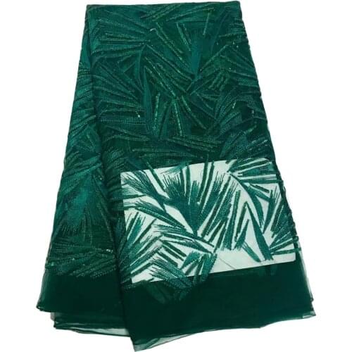 Free shipping (5yards/pc) Emerald green tulle lace fabric African French net lace fabric with embroidery for party dress FJY79