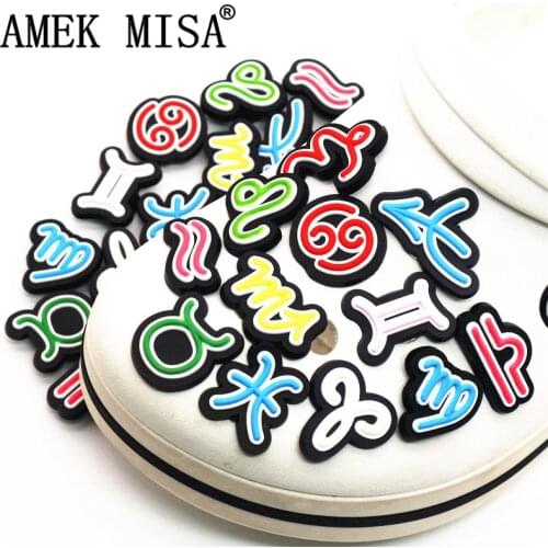 Novelty PVC Shoe Charms Accessories Taurus Aquarius Virgo Shoe Buckle Decoration for croc jibz Bracelet Kids Party X-mas Gifts