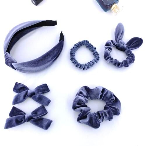 Girls Women Hair Accessories Set Velvet Scrunchies Hair bands Headbands Hair bows clips Hairbands for Baby Mom 6 PCS