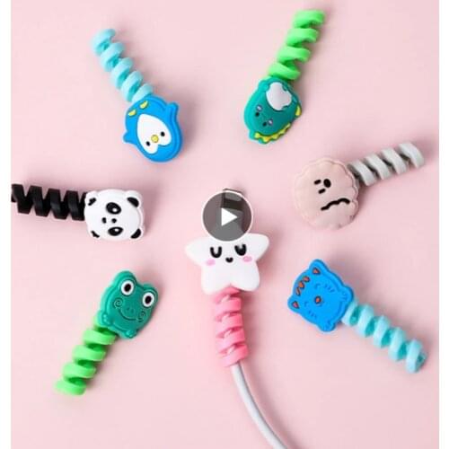 Cute Cartoon Cable Protector Earphone Data Cable Universal Cord Protection Protective Cover USB Cable Winder Home Storage Tool