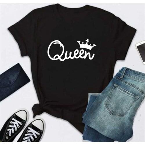 Queen Letter Print T Shirt Women Short Sleeve O Neck Tshirt 2020 Summer Women Tee Shirt Tops