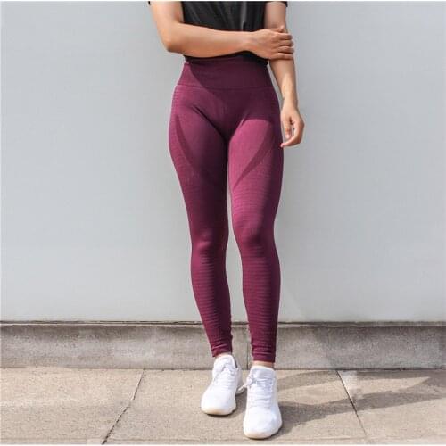Horizontal Stripes Peach Women Gym Leggings High Waist Fitness Yoga Pants Casual Running Pants Training Fitness Outdoor Sport