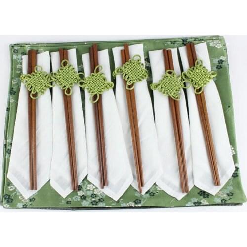 1set/6pcs Chinese Handmade Vintage Silk Placemats Table Napkins & Chopsticks