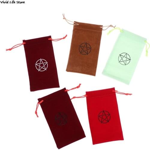 1pc Velvet Pentagram Tarot Storage Bag Board Game Card Embroidery Drawstring Package