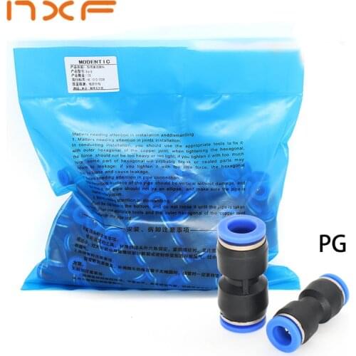 100PCS Lot PG 4-6mm 6-8mm 6-10mm Air Pneumatic Fitting One Touch Push Into Straight Gas Fittings Plastic Quick Connectors