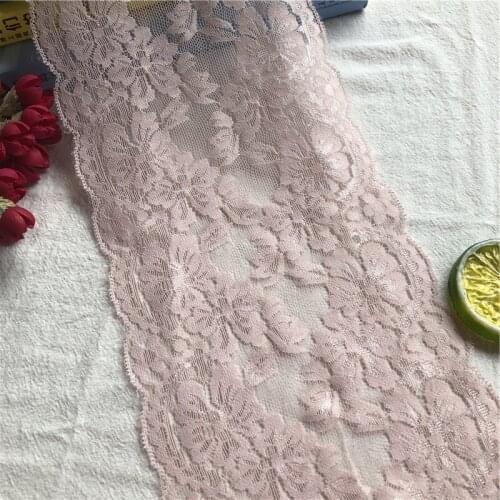 15.5cm Pink Wide Stretch Embroidered Mesh African Fashion Lace Accessories Fabric Inlay for Evening Dress E2105 Craft Elastic