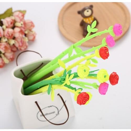 40 pcs Creative Stationery Small Fresh Simulation Flower Neutral Pen Cute Cartoon Students Office Learning Signature Pen