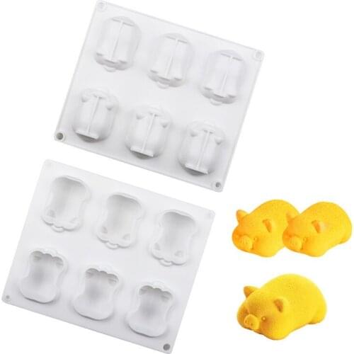 6 Hole Pig Shaped Cake Mold Gold Pig Silicone Mold Ice Cream Chocolate Chocolate Silicone Mold Baking Mold