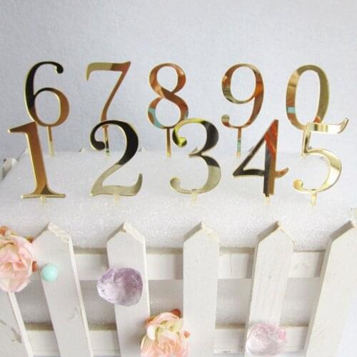 Acrylic Numbers Cake Topper Gold Mirror Birthday Cupcake Topper For Birthday Wedding Anniversary Party Cake Decorations 7.5cm