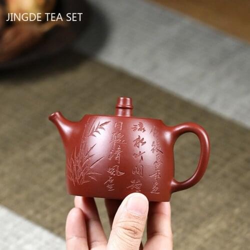 Authentic Yixing tea pots Purple Clay Teapot Raw ore Dahongpao Hand-carved Kettle Chinese tea ceremony supplies Gifts 140ml
