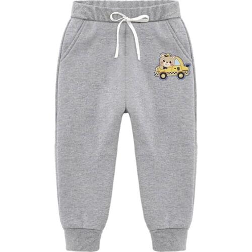 2-12Years Children Boys Trousers Cotton Winter Plus Velvet Sports Pant Casual Cotton Solid Gray & Black Warm Add Wool Sweatpants