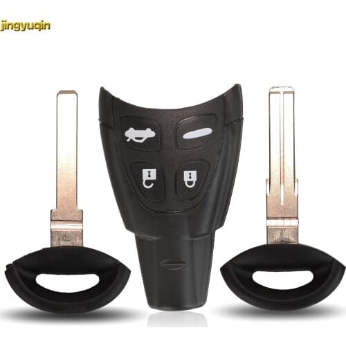 Jingyuqin Flip Remote Car Key Fob Shell For Saab 9-3 93 2003-2007 4 Button Uncut Blade Smart Card Keyless Case