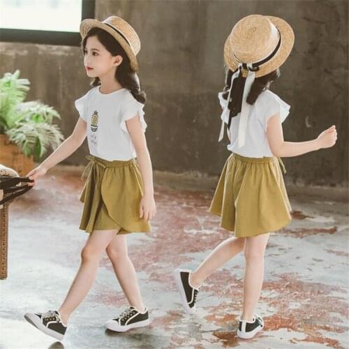 Summer 2021 Girls Clothes Sets Short T Shirt + Pants 2pcs Baby Children Clothing Suits Outfit Kids Tracksuit 5 6 8 9 10 12 Years