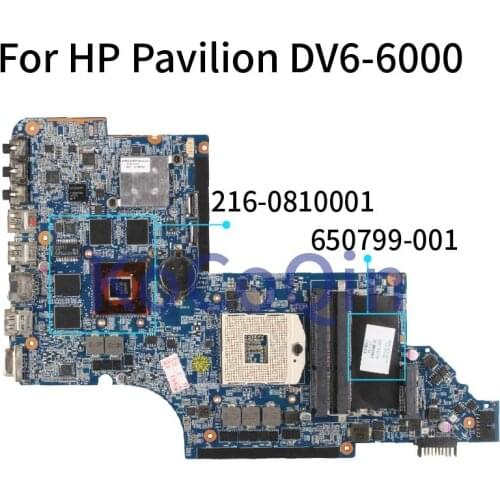For HP Pavilion DV6 DV6-6000 HD6770M 1GB HM65 Laptop Motherboard 650799-001 650799-501 216-0810001 DDR3 Notebook Mainboard