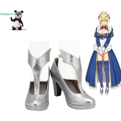 Fate Grand Order Lancer Artoria Pendragon Silver Cosplay Shoes Long Boots Leather CosplayLove For Halloween Christmas
