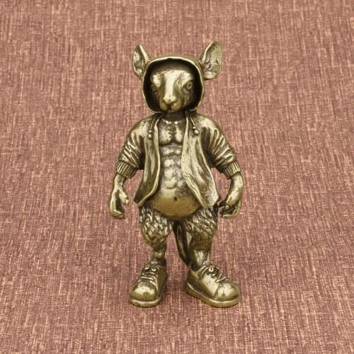 Pure Copper Cartoon Grim Reaper Anubis Ratman Figurines Miniatures Home Livingroom Tabletop Decoration Anime Office Ornaments