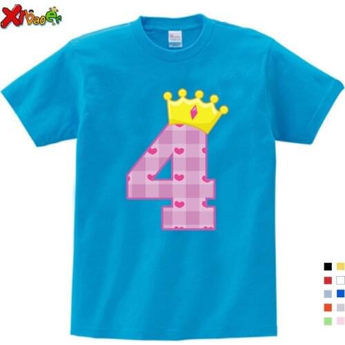 Childrens vacation Boys/Girls Birthday An crown 1-9 Print T shirt Baby Cartoon Funny T-shirt Kids Birthday Present Clothes