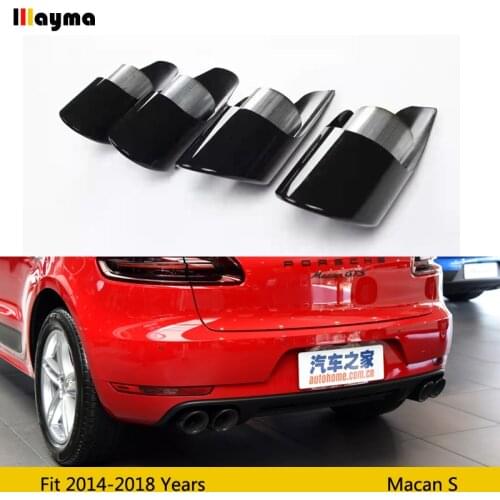 Glossy black Tail Exhaust Tips Muffler Pipe For Porsche Macan S 2014 - 2018 Macan s turbo GTS Stainless Steel mufflers 4pcs/set