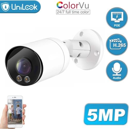 UniLook 5MP Bullet Colorful Starlight POE IP Camera CCTV Security IP 66 Built in Microphone IP Camera ONVIF H.265 P2P View