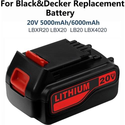 20V 5000mAh 6.0Ah BLACK & DECKER LBXR20 LCS120 LDX120C 20V Power Tool Lithium Battery Power Lithium-ion Battery Accessories