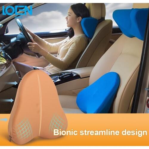 LOEN Memory Foam Lumbar Support Back Cushion With 3D Breathable Flax Cover Balanced Firmness Designed for Lower Back Pain Relief