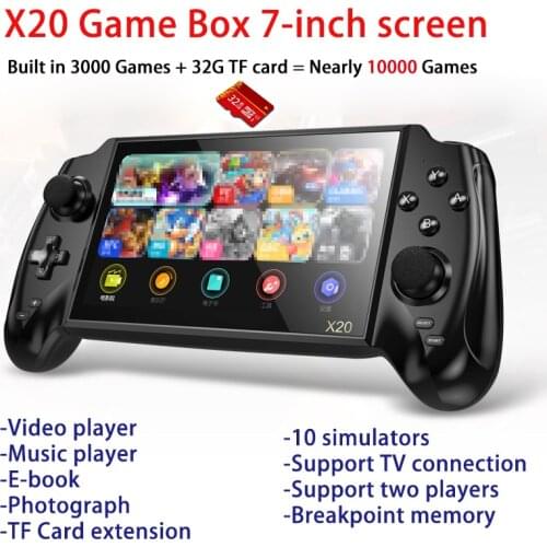 Multifunctional Retro Game Box X20 Game Console 3000 Games 7 Inch Screen Retro Joystick Support TF Card TV Game with Camera