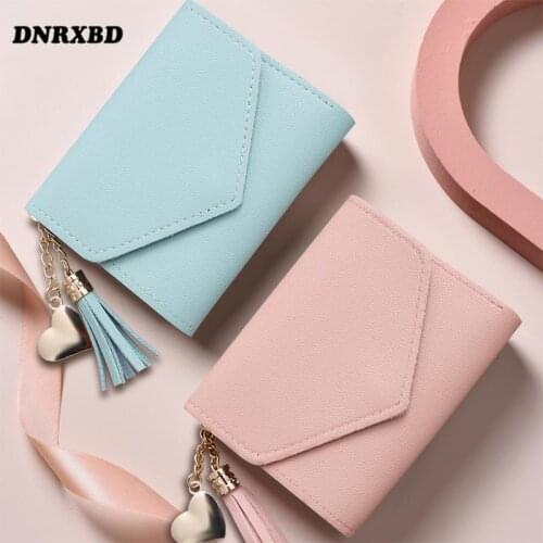 Fashion Womens Wallet Small Purse Female Short Wallets Coin PU Leather Purses Card Holder Carteira 2021 Tassel Female Purse