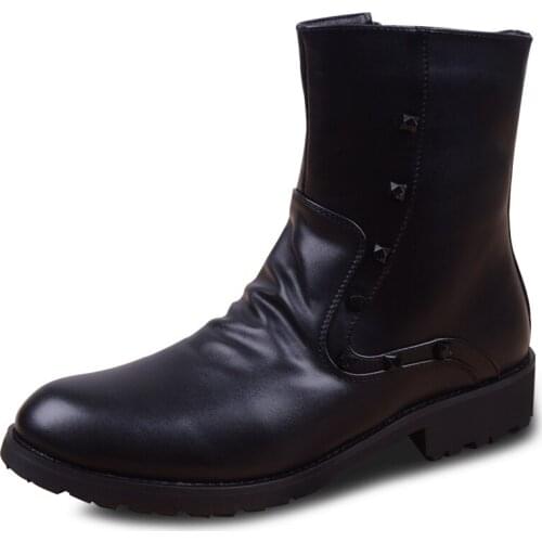 Winter Shoes Warm Men Boots Genuine Leather Fur Plus Men Snow Boots Handmade Waterproof Motorcycle Boots High Top Men Shoes