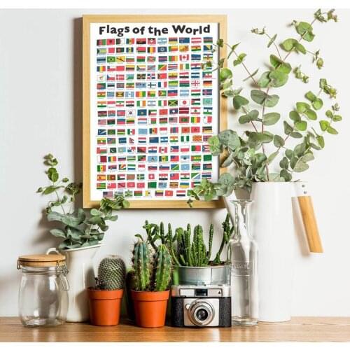 Flags of The World Collection Wall Art Canvas Painting Nordic Posters and Prints Wall Pictures for Living Bedroom Decoration
