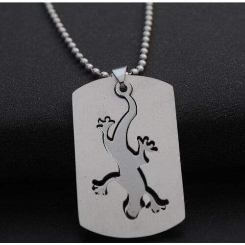 Stainless steel double layer detachable gecko lizard chameleon animal Power Norse Viking Amulet Lizard charm Necklaces jewelry