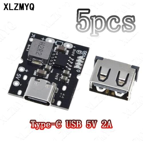 5pcs Type-C USB 5V 2A Boost Converter Step-Up Power Module Lithium Battery Charging Protection Board LED Display USB DIY Charger