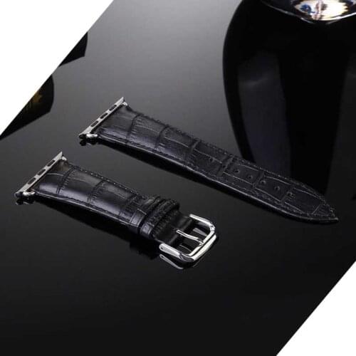 White Quality Genuine Cow leather strap bracelet For Apple watch band 44mm 38mm For iWatch new series 1 2 3 4 Black Watchband