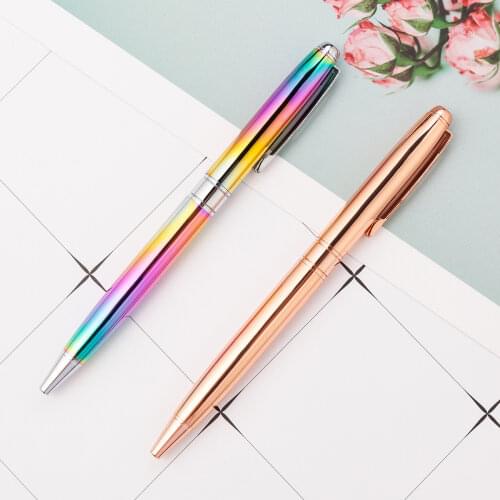 Luxury High Quality Colorful Black for Stainless metal Steel Business Office School Supplies Ballpoint Pens Golden Clip Gift