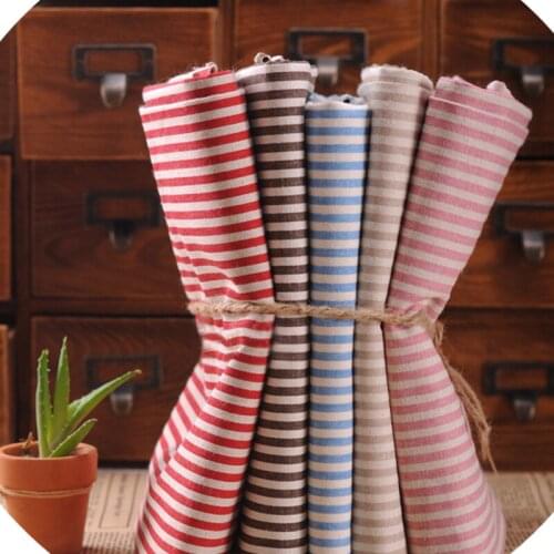 Cotton - Linen blended Cloth -DIY Clothes Art Manual Cloth -stripe cotton Fabric textile