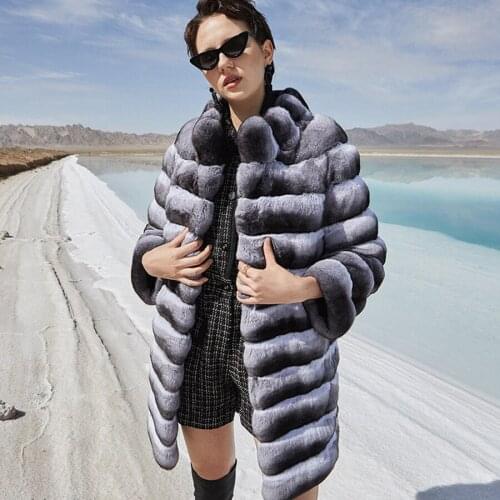 Mid-Long Coat Winter Fur Jacket Women Real Rex Rabbit Fur Outwear 2020 New Trendy Free Shipping
