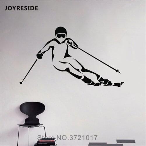 JOYRESIDE Skiing Wall Winter Extreme Sport Decals Vinyl Sticker Home Ski Jumping Bedroom Living Room Design Interior Mural A1495