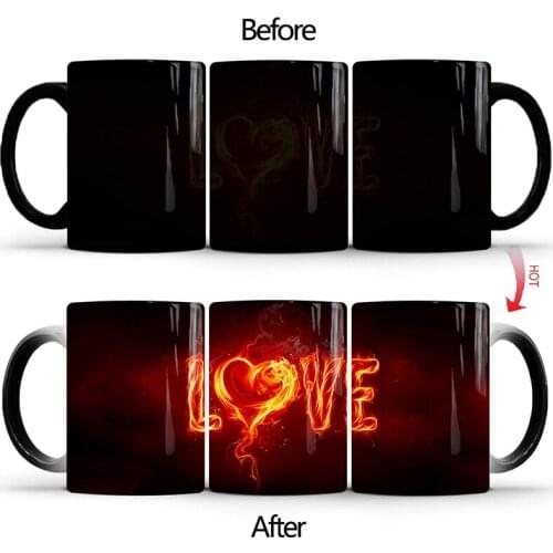 1Pcs New 350ml Thermochromic Magic Love Color Changing Mug Ceramic Coffee Milk Tea Cup Gift for Friends Lovers