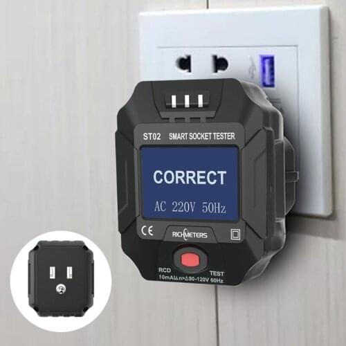 Smart Socket Tester with Voltage/Frequency Display , 110V-250V Receptacle Tester, Automatic Electric Circuit Detector