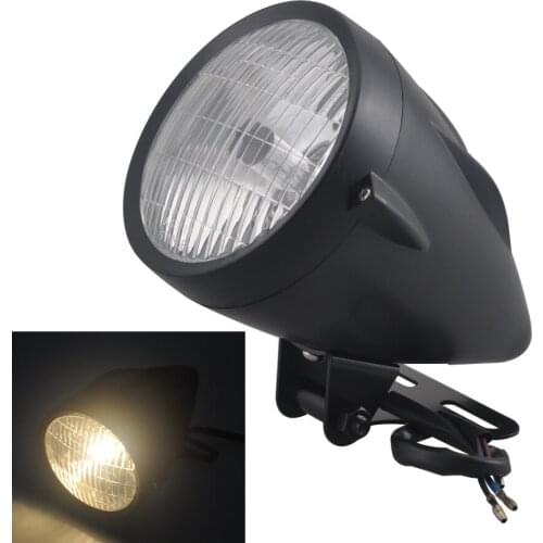 Motorcycle Vintage Bullet Headlight H4 Grill Headlight Halogen Fit for Harley Electra Glide Touring Ultra Softail Custom