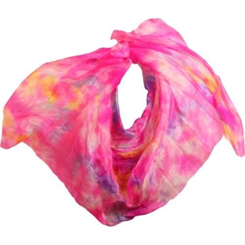 1 Pc New tie-dye Natural Silk Belly Dance Props Stage Performance Veil Mixed colors Belly Dance Silk Veil 250/270 cm*114 cm