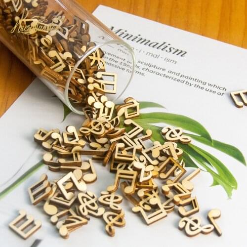 NICROLANDEE 100pcs Laser Cut Wood Music Note Embellishment Wooden Shape Craft Wedding Decor Party DIY Decoration