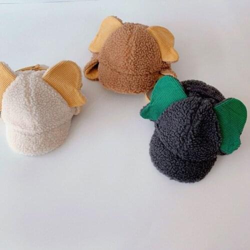 2021 Korea Winter Children Mammoth Ears Warm Plush Boys and Girls Ear Caps Baby Lei Feng Hat 50-52cm Baseball cap