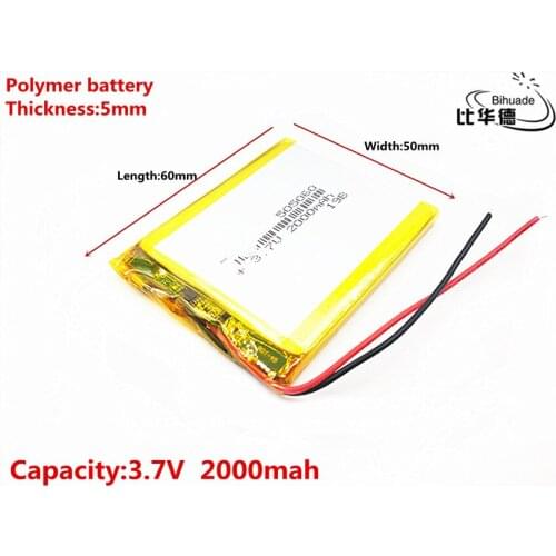3.7V 2000mAh 505060 Lithium Polymer Li-Po li ion Rechargeable Battery Lipo cells For interphone Bluetooth speaker PDA POS GPS