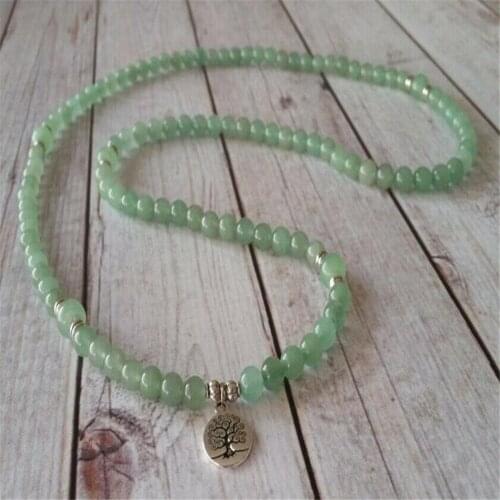 6MM Green Aventurine Bracelet 108 Beads Tree Of Life Pendant Bless Pray Meditation Yoga Mala